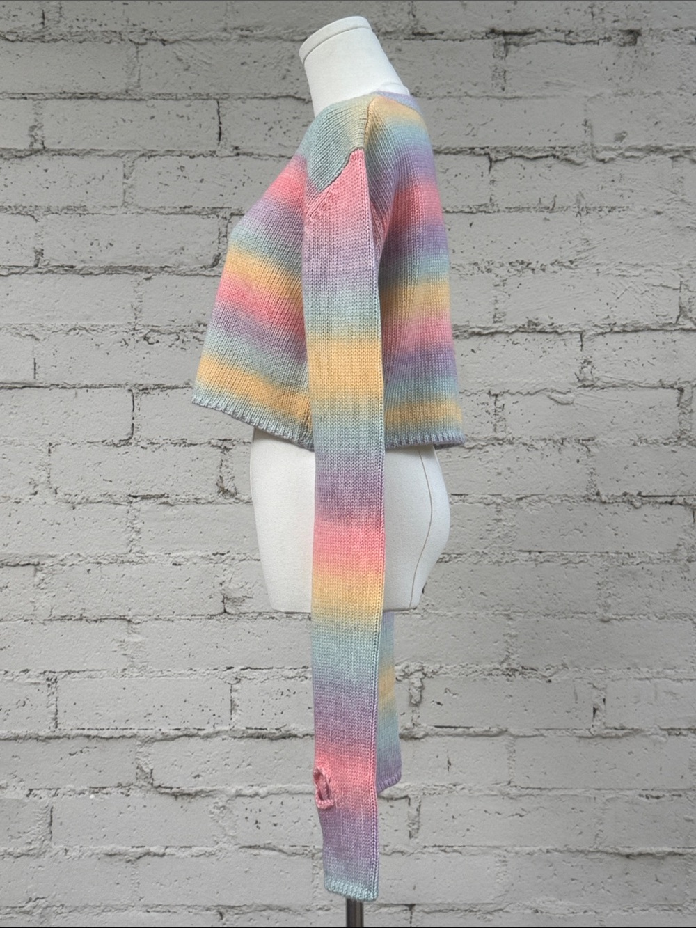 Dolls Kill Sugar Thrillz Rainbow Sadie Hawkins Striped Sweater Size M - Picture 4 of 11